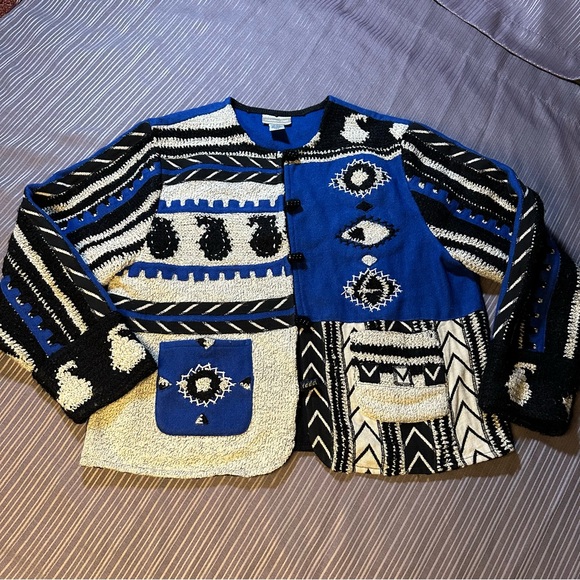 fabulous vintage funky cobalt blue wool jacket // size XL - Picture 5 of 12